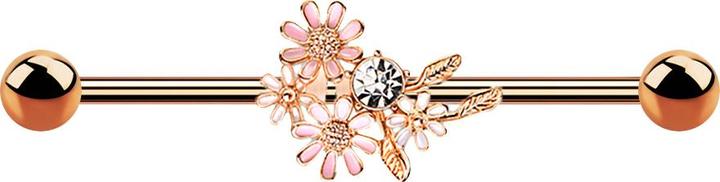 Produktbild Star Piercing Barbell rosegold mit Blumenstrauss (Chirurgenstahl 316L, Messing)