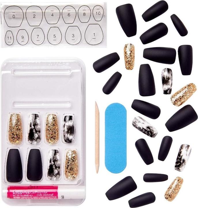 Produktbild Herba Kiss Voguish Nails - New York (Kunstnägel, Weiss, Schwarz)