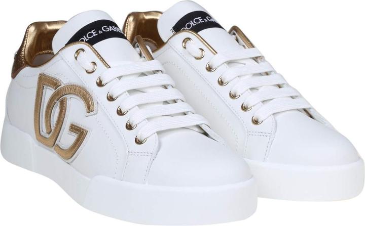 Produktbild Dolce & Gabbana portofino sneakers white and gold with dg logo (40)