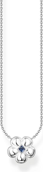 Thomas Sabo Kette Blume mit blauem Stein silber (Emaille, 925er Silber, 40 - 45 cm)