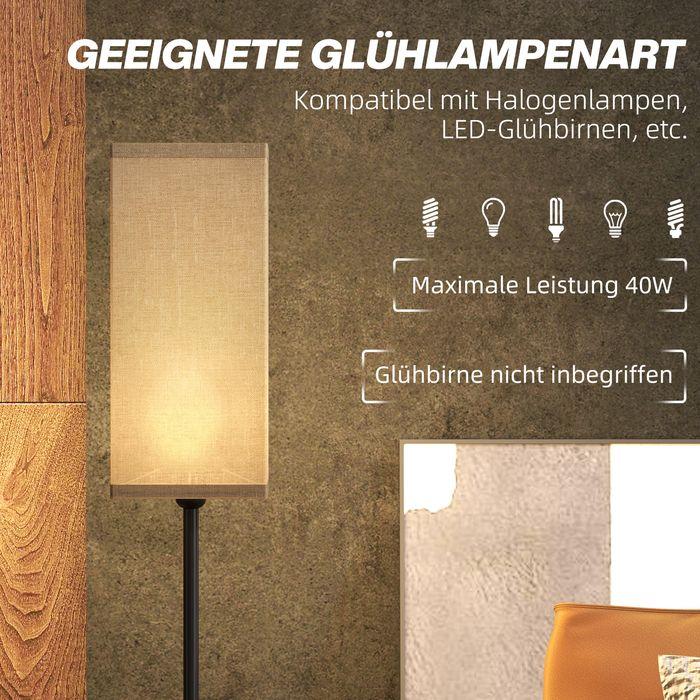 Produktbild Swisshandel24 Moderne Stehlampe mit Kunstleinen-Schirm, Fussschalter, für Wohnzimmer Schwarz (E27)