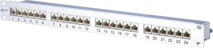 Produktbild Metz Connect Patchfeld E-DAT C6A, Cat.6A, 24 Port, 48,30cm (19"), silber eloxiert
