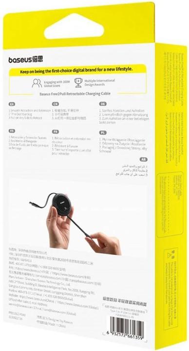 Image du produit Baseus Free2Pull câble rétractable USB-C / Lightning 20W 1m - noir (1 m, USB 2.0)
