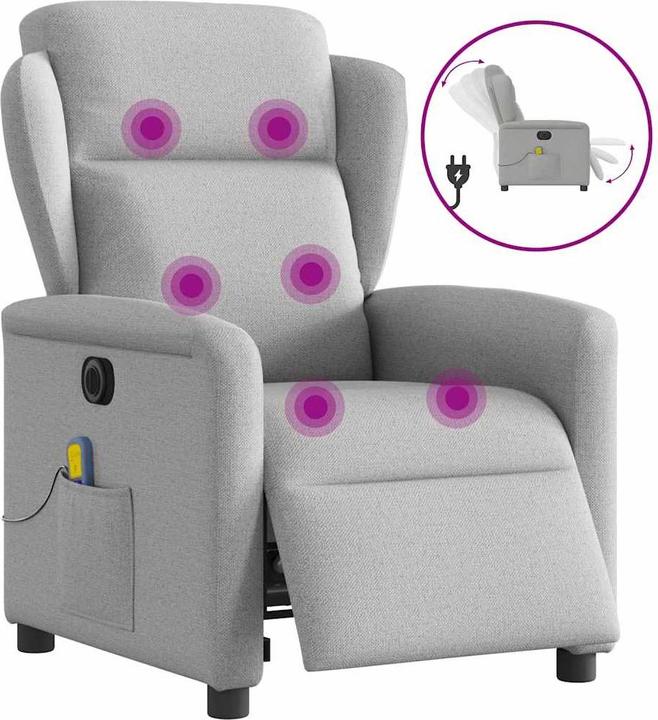 VidaXL Massagesessel Elektrisch Wolkengrau Stoff
