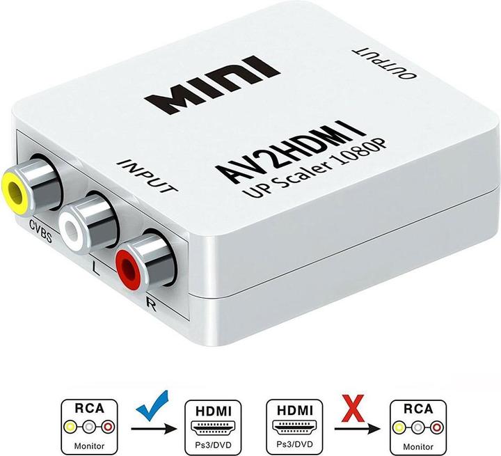 Actual product image Apfelkiste Mini Cinch RCA CVBS AV to HDMI 1080P converter adapter for TV, PC, PS3, DVD (Camera Converter)