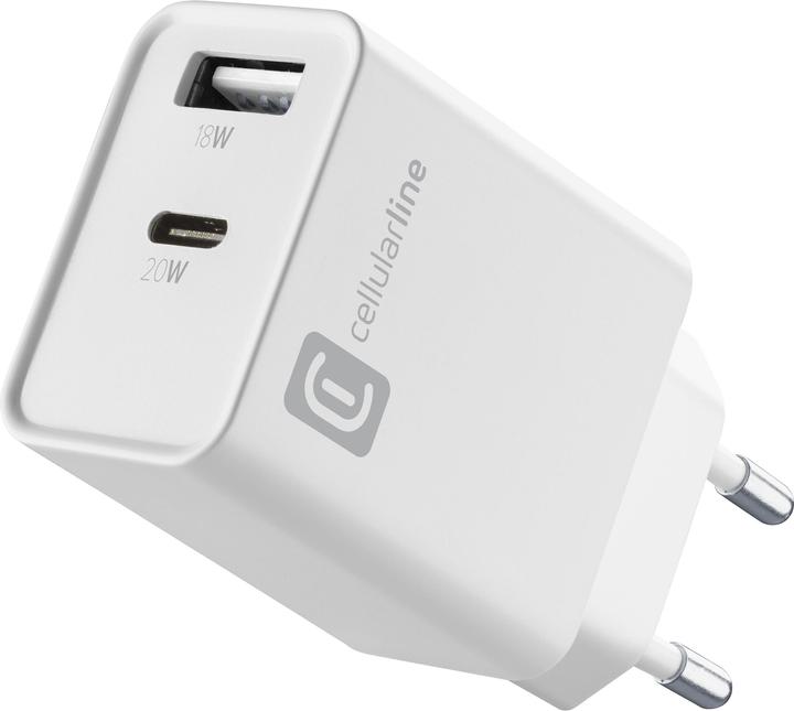 Actual product image Cellularline Dual Port Travel Charger Multipower 20W White (20 W)