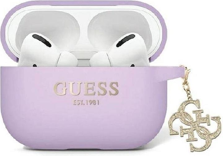 Produktbild Guess GUAP2LECG4U AirPods Pro 2 cover fioletowy/purple Liquid Silicone Glitter Triangle Charm (Kopfhörer Tasche)
