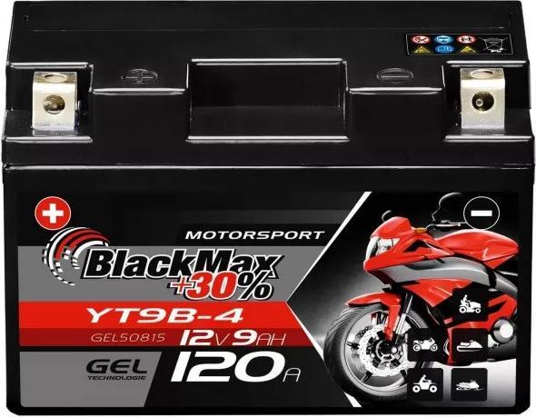 Actual product image BlackMax YT9B-BS Motorcycle Battery Gel GT9B-4 (DIN 50801/50815) (12 V, 9 Ah, 120 A)