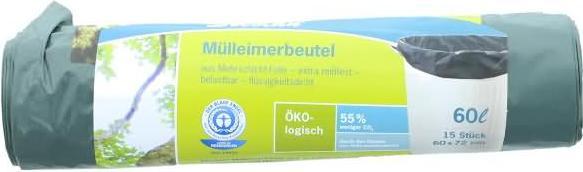 Productafbeelding Secolan Afvalzakken 60,0 l groen 30,0 µm, 15 st. (15 x, 60 l)