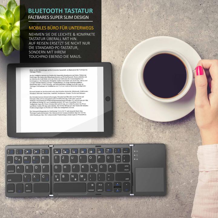 Actual product image Aplic Wireless Keyboard, Foldable Mini Bluetooth Keyboard with Touchpad in Super Slim Design (DE, Wireless)