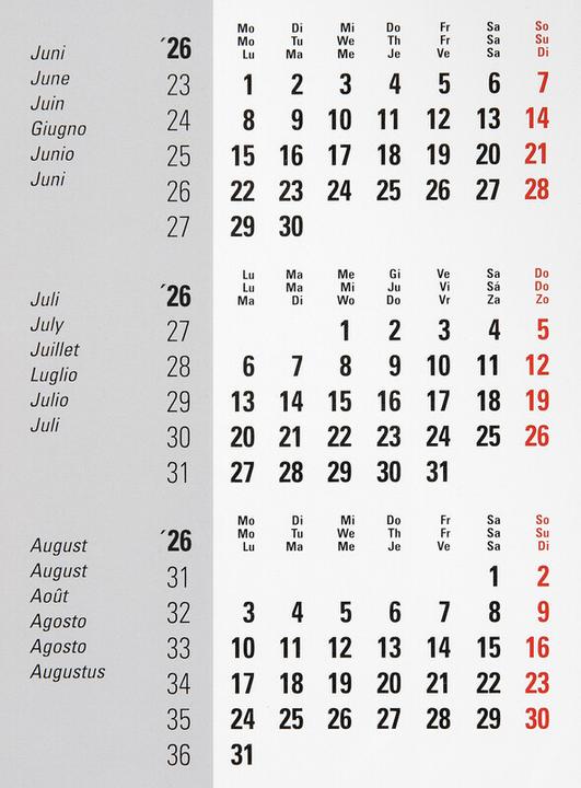 Image du produit Biella Calendrier de table 3 mois Desktop Frame (11 x 18 cm, Couverture rigide, Allemand, Anglais, Italien, Français)