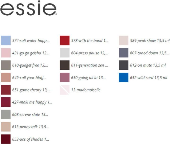 Nutritional values and ingredients Essie Nail Polish (374 saltwater happy, Colour paint)