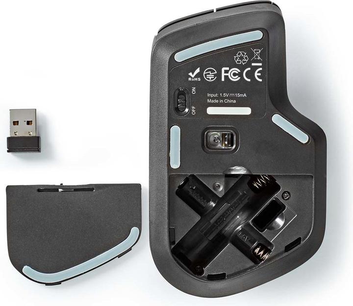 Actual product image Nedis Mouse | Wireless | 800 / 1200 / 1600 dpi | Adjustable DPI | Number of buttons: 6 | Right-handed (Wireless)
