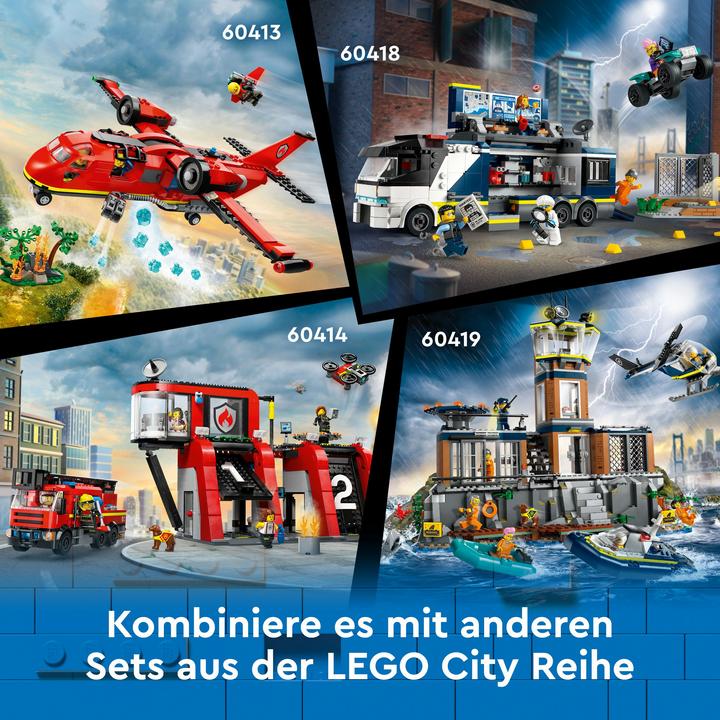 Immagine prodotto LEGO 60414 Stazione dei vigili del fuoco con autoscala a piattaforma girevole (60414, LEGO City)