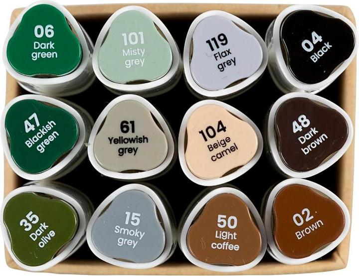 Actual product image Creativ Company Kalligraphiemarker 1+ 8 mm, 12 Stück, Naturfarben (Multicoloured, Dark green, 8 mm, 12 x)