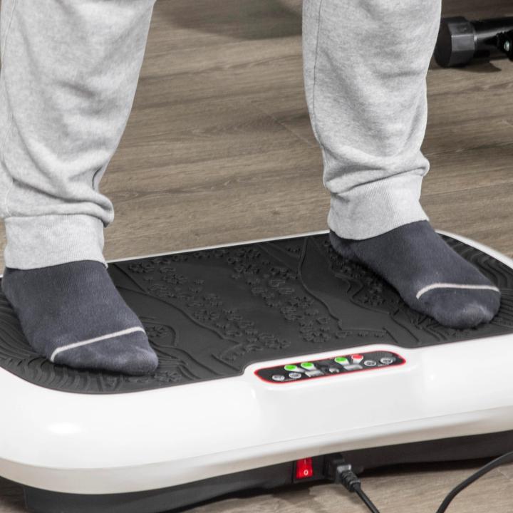 Image du produit Swisshandel24 Plaque vibrante avec 2 bandes de fitness 99 niveaux de vibration 120 kg de capacité de charge