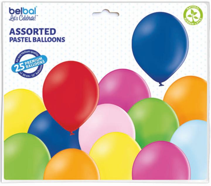 Image du produit Belbal 25 ballons ronds décoratifs Ø 33 cm PASTEL ASSORTI