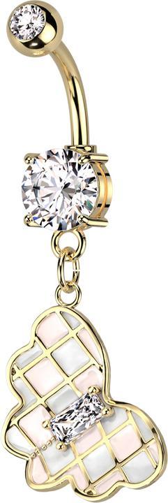 Actual product image Star Piercing Banana Gold Plated with Ball Crystal Silver Pendant Butterfly Crystal Baguette (Brass, Surgical steel 316L)