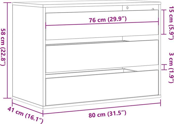 Actual product image VidaXL Chest of drawers (80 x 41 x 58 cm)