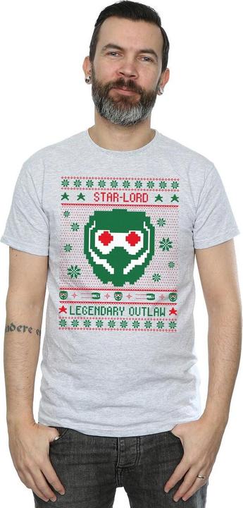Actual product image Mens Guardians Of The Galaxy Vol. 2 Star Lord Fair Isle T-Shirt (S)
