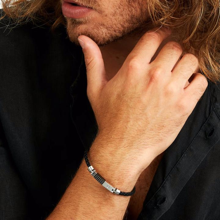 Actual product image Morellato Stylish menÌs leather bracelet Moody SQH58 (21 cm, Leather, Stainless steel)