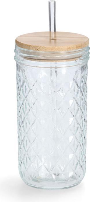 Zeller Present Trinkglas mit Bambusdeckel (0.58 l, 1 x)