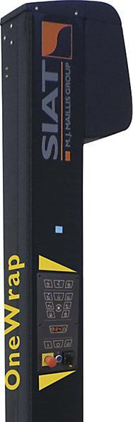 Actual product image kaiserkraft OneWrap-L pallet wrapper, open turntable, film carriage with 240% powered