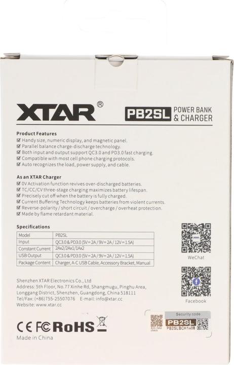 Produktbild Xtar PB2SL 2-fach Ladegerät und Powerbank, für Li-Ionen Akkus, mit Display (Ladegerät ohne Akku)
