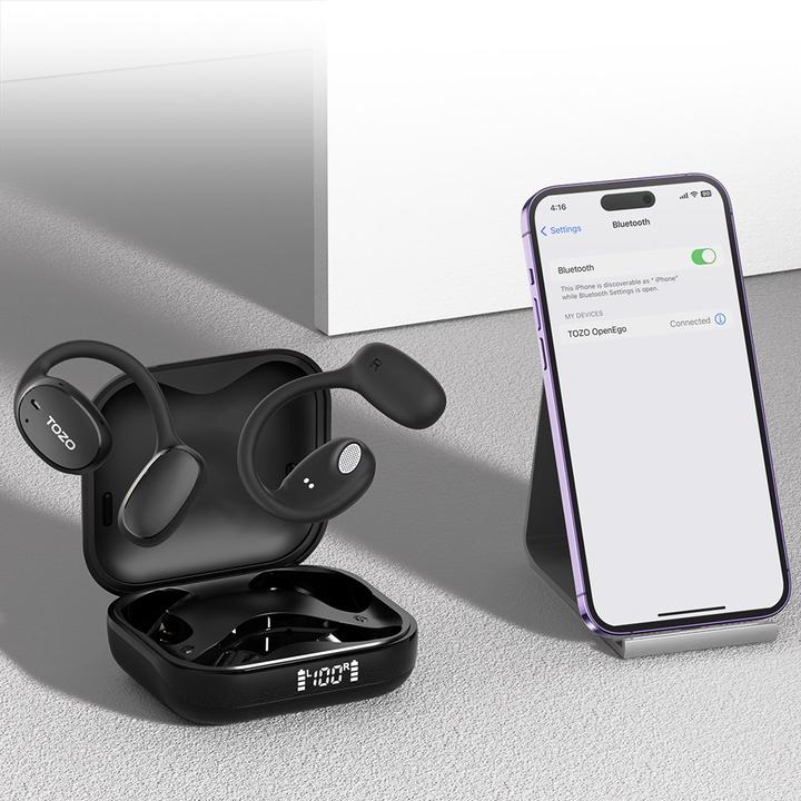 Image du produit Tozo OpenEgo True Wireless Stereo (TWS) Kostne USB Typ-C Bluetooth Headset Schwarz (ANC, 10 h, Sans fil)