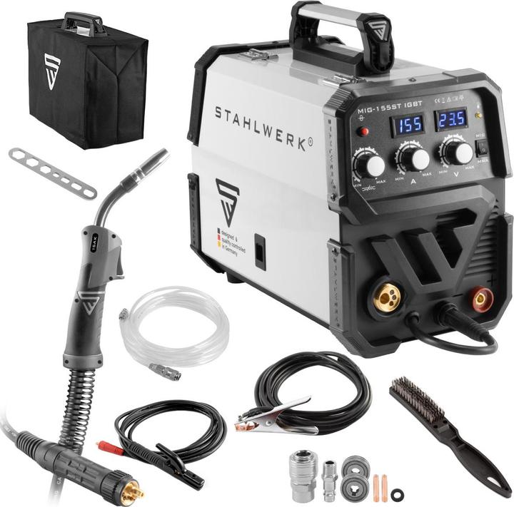 Image du produit Stahlwerk Poste à souder sous protection gazeuse MIG 155 ST IGBT de 155 ampères avec MMA E-Hand