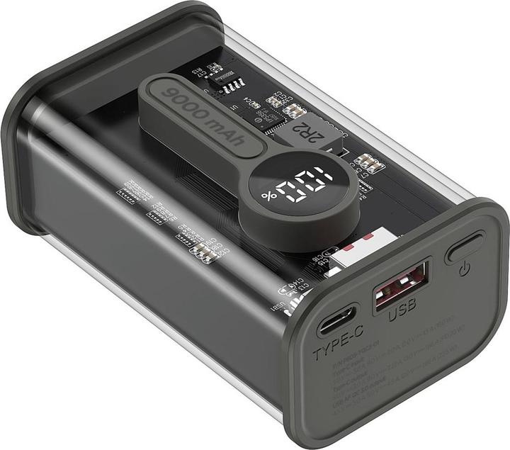 Image du produit Gembird PowerBank Transparent QC3.0 noir (9000 mAh, 20 W, 40 Wh)