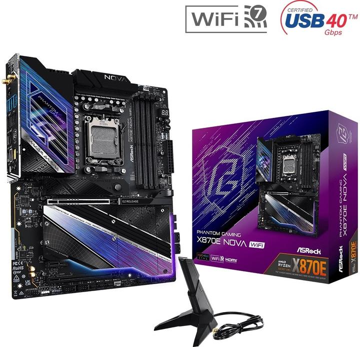 Produktbild AsRock Phantom Gaming X870E Nova WiFi (AM5, AMD X870E, ATX)
