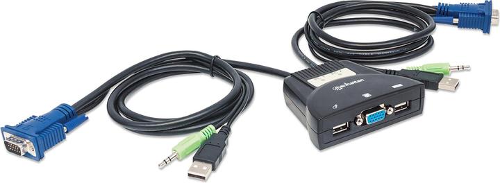 Manhattan 2-Port Mini KVM Switch, USB, Audio, black