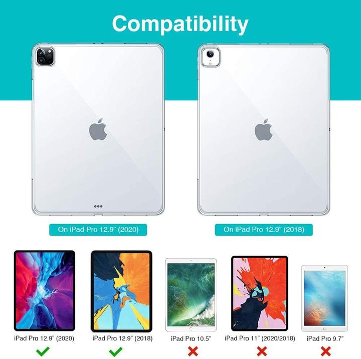 Produktbild König Design Apple iPad Pro 12.9 2020 durchsichtige Tablethülle Schutzcase Cover Transparent (iPad Pro 12.9 2020 (4. Gen))
