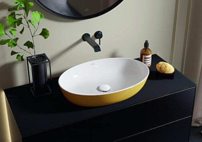 Produktbild Villeroy & Boch Aufsatzwaschbecken Artis 61 cm oval weiss/coal black 419861BCT8 (410 mm, 610 mm)