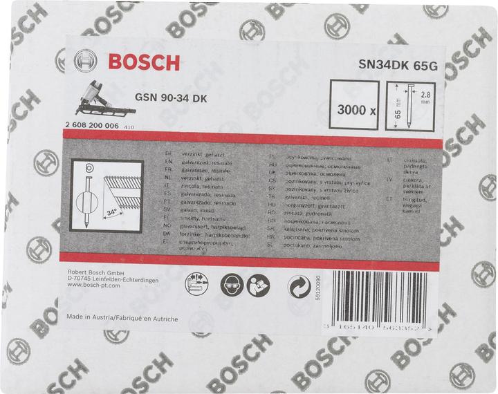 Actual product image Bosch Professional Zubehör D-head strip nail SN34DK 65