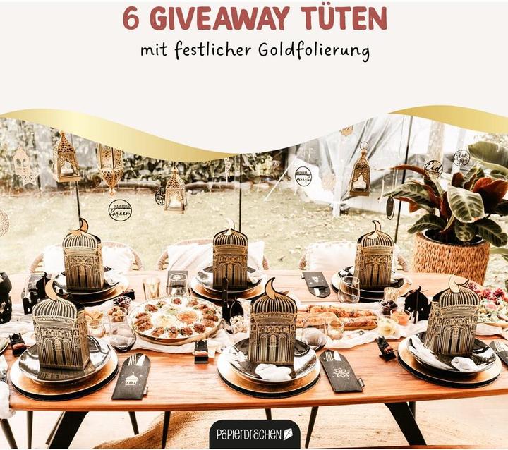 Produktbild Papierdrachen Giveaway Tüten Moschee schwarz gold - Set 2 (Geschenktüte, 6 x)