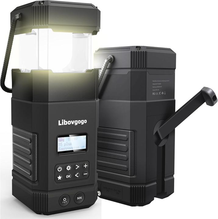 Libovgogo Kurbelradio DF585D mit Bluetooth und Campinglampe (DAB+)