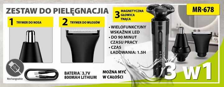 Produktbild Maestro Zestaw do golenia 3w1 USB MR-678