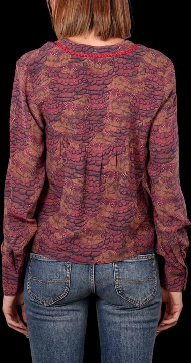 Scotch & Soda Popover Blouse Stand Collar Feather Bordeaux (M)