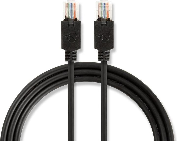 Actual product image Nedis Cat 5e cable U/UTP RJ45 plug RJ45 plug 15.0 m round LSZH Anthracite Packaging with viewing window (U/UTP, CAT5e, 15 m)