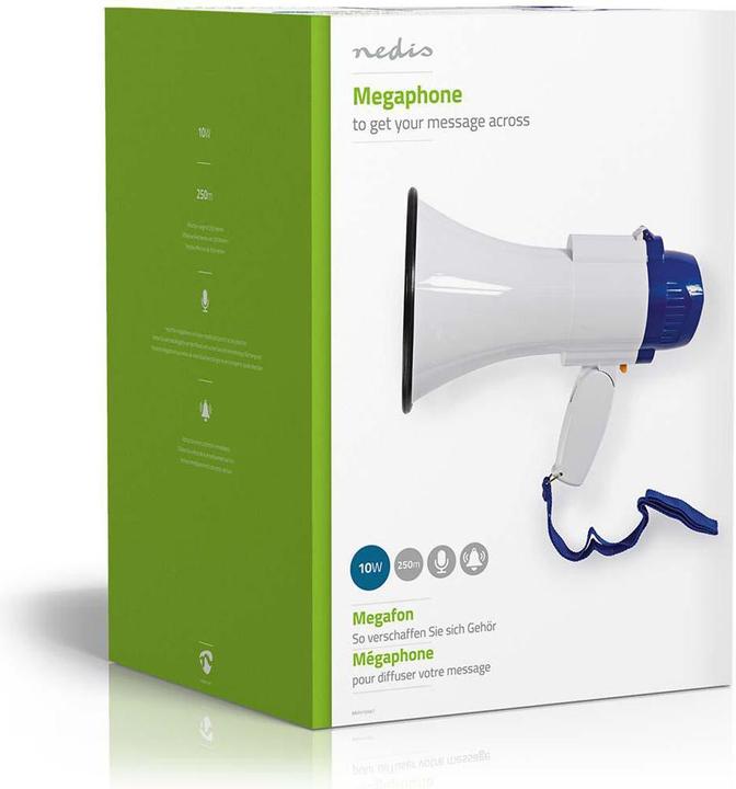 Actual product image Nedis Megaphone | Maximum range: 250 m | Max. volume control: 115 dB | Built-in microphone (Megaphone)
