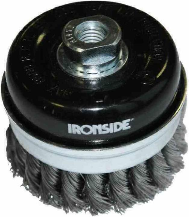 Produktbild Ironside Topfbürste Stahl Ø 80 mm, für Winkelschleifer, gezopfter Draht, mit Gewindeanschluss M14, Drahtst... (0,5mm)