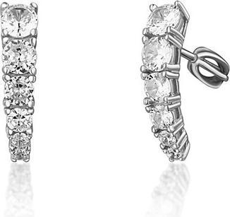 JVD - Sparkling silver earrings with clear zircons SVLE1618XH2BISR