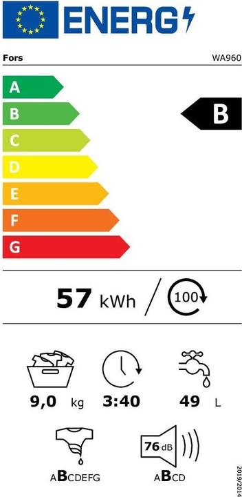Energie-Label Fors WA960 (9 kg, Links)