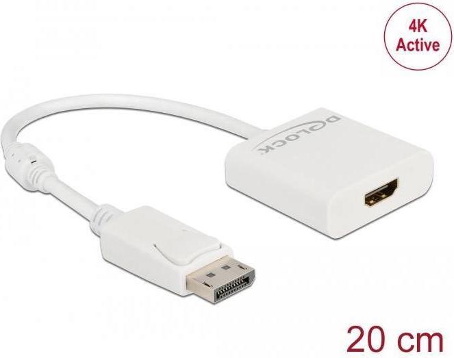 Actual product image Delock Adapter DisplayPort 1.2 male to HDMI female 4K Active white (HDMI, 20 cm)