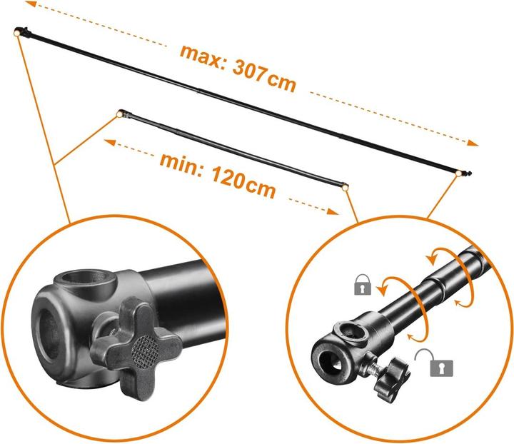 Immagine prodotto Walimex Asta di sfondo del telescopio (3 cm, 307 cm)