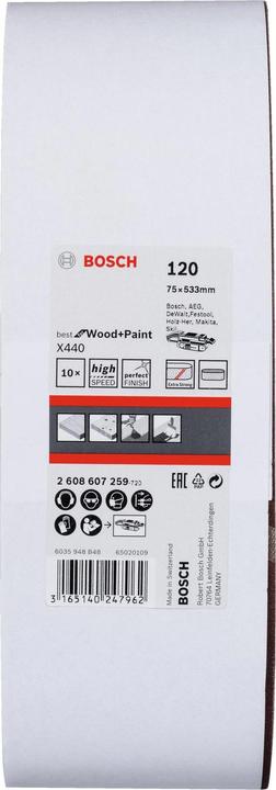 Produktbild Bosch Professional Zubehör PRO X440 Schleifband, 75 x 533 mm, G120 (120)