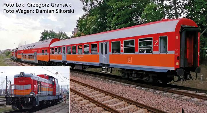 Image du produit Piko Coffret S locomotive diesel Sm42 +1x voiture à deux niveaux + 1x 120A voiture voyageurs Polregio (Piste H0)