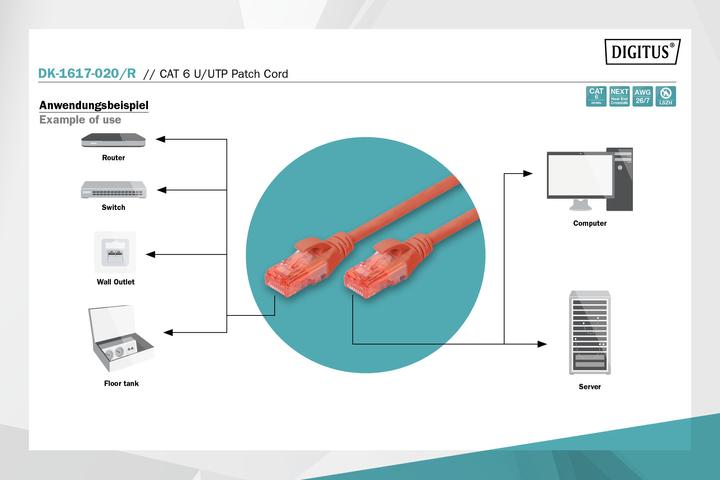 Actual product image Digitus Network cable (U/UTP, CAT6, 2 m)
